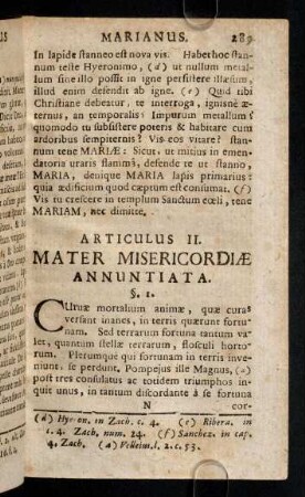 289-307, Articulus III. Mater Misericordiae Annuntiata.