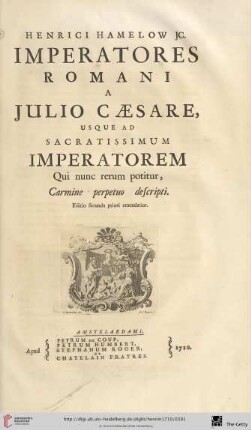 Henrici Hamelow JC. Imperatores Romani a Julio Caesare […]