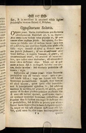 227-238, Oppositorum Solutio. Objicies primo. Varias ...