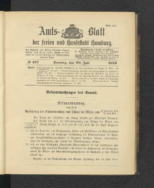 No.167, Sonntag, den 19. Juli 1919