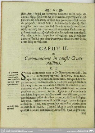 Caput II. De Comminatione in causis Criminalibus