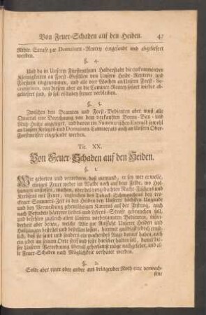 Tit. XX. Von Feuer-Schaden auf den Heiden.