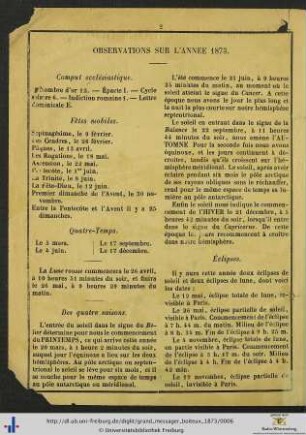 Observations sur l'année 1871.