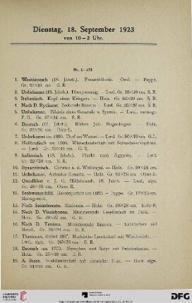Dienstag, 18. September 1923 von 10 – 2 Uhr (Nr. 1-171)