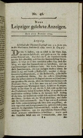 No. 46. Den 8ten Junius 1789.