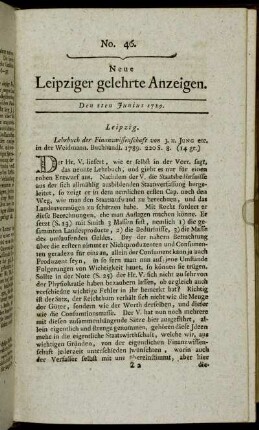 No. 46. Den 8ten Junius 1789.