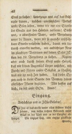 Eingang. Andächtige und Jesu Geliebte!