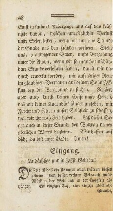Eingang. Andächtige und Jesu Geliebte!