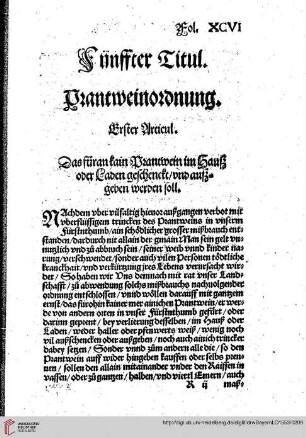 Fünffter Titul / Prantweinordnung