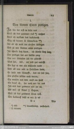 I. Von blawen Enten predigen