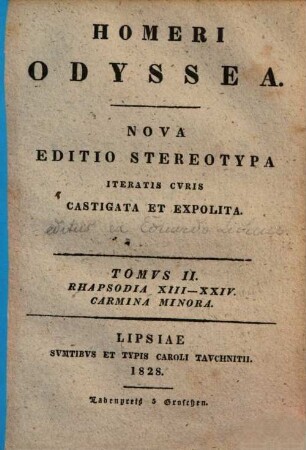 Homeri Odyssea, 2. Rhapsodia XIII - XXIV, Carmina minora