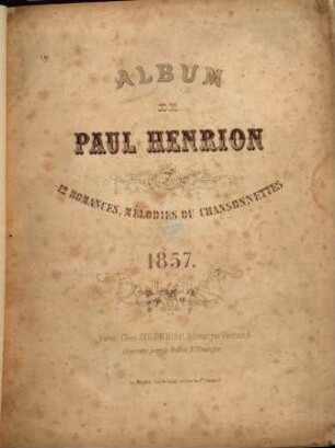 Album : 12 romances, mélodies et chansonnettes