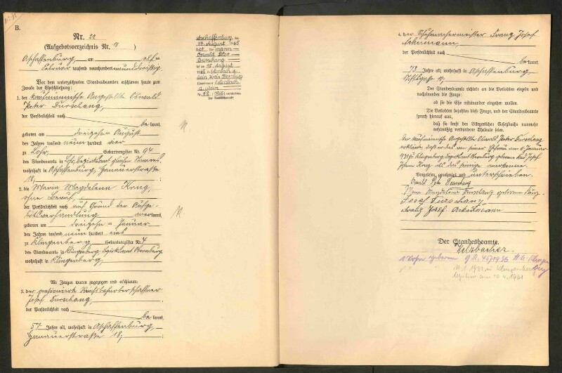 Standesamtsbuch der Stadt Aschaffenburg: Eheschließungen 252/1930 - 130/1931