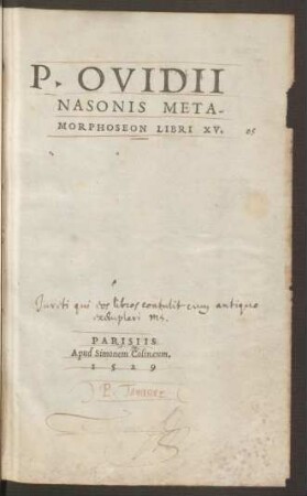 Metamorphoses libri XV.