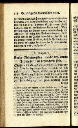 12. Kapitel. Einige Nebenregeln, welche bey einem Trauerspiele zu beobachten sind.