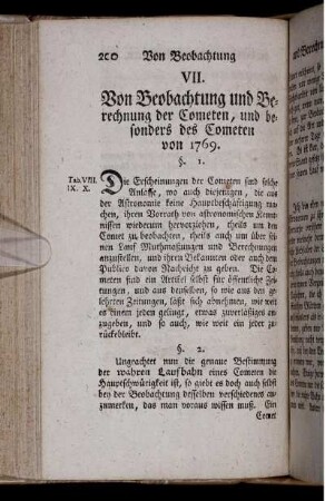 VII. Von Beobachtung und Berechnung der Cometen, und besonders des Cometen von 1769.