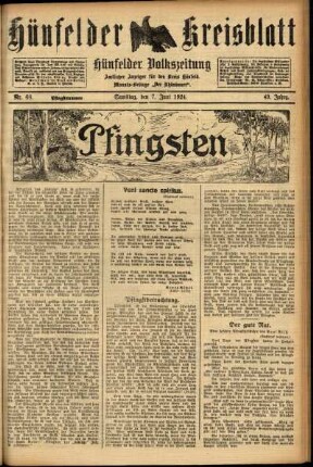Zweite Ausgabe vom Samstag, den 07. Juni 1924.