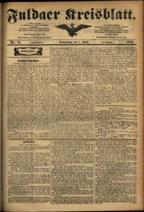 Zweite Ausgabe vom Donnerstag, den 01. April 1909.