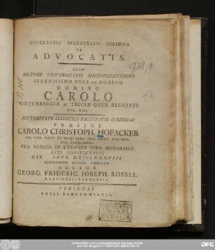 Dissertatio Inauguralis Iuridica De Advocatis