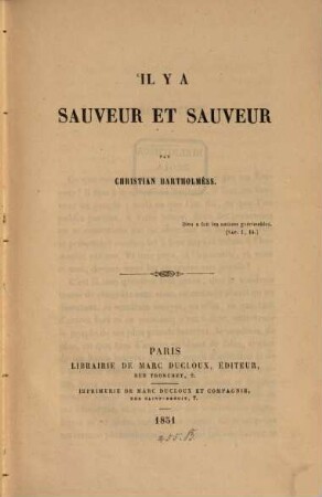 Il y a Sauveur et Sauveur