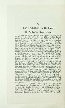 V. Das Deutschtum im Auslande