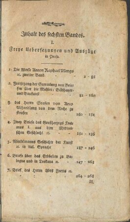 Inhalt des sechsten Bandes.