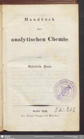 Handbuch der analytischen Chemie
