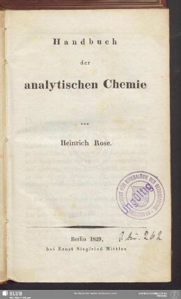 Handbuch der analytischen Chemie