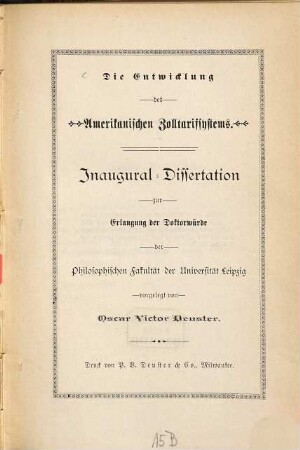 Die Entwicklung des amerikanischen Zolltarifsystems