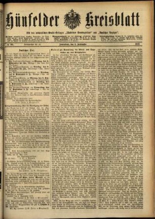 Ausgabe vom Samstag, den 06. September 1913.