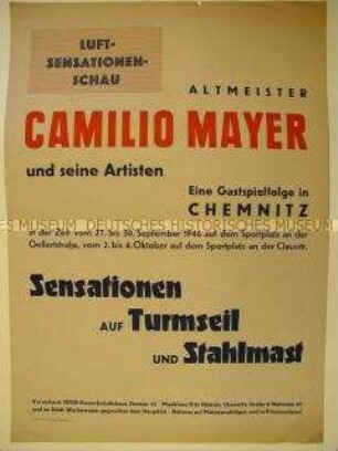 Ankündigung eines Artisten-Programms