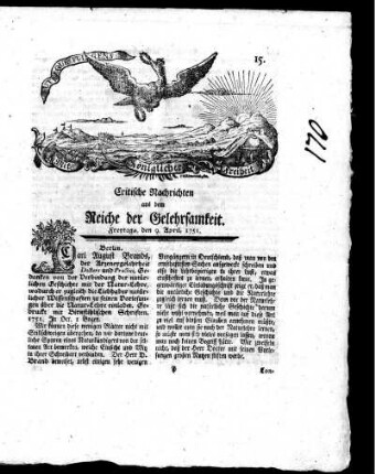 April, 1751. Fünfzehntes Stück