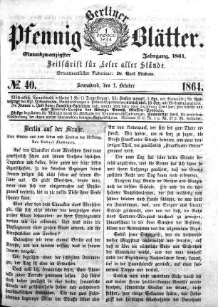 No. 40, Sonnabend, den 1. October 1864