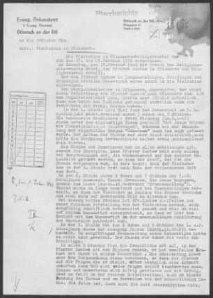 Pflummern-Heiligkreuztal: Visitationsbericht mit Pfarrbericht 1959