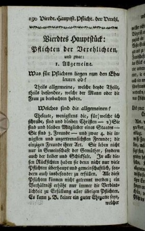 Vierdtes Hauptstück: Pflichten der Verehlichten, und zwar:[...]