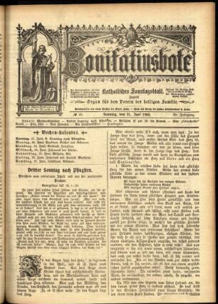 Erste Ausgabe vom Sonntag, den 21. Juni 1903.
