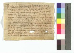 [Text = U / 1334 Februar 1]. Mit Eid besagt vor Salmann, Kämmerer, und Richter Volkmarus. "1334 feria sexta ante dominicam Invocavit."