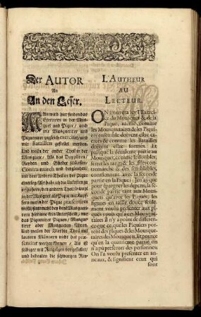 Der Autor An den Leser. = L'Autheur Au Lecteur.