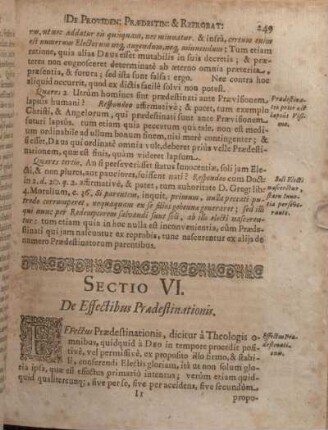 Sectio VI. De Effectibus Praedestinationis.