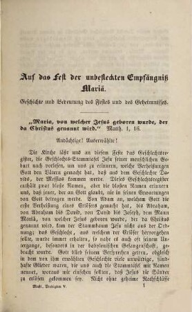 Fest- und Gelegenheits-Predigten, 5. Die Festtage Mariä und der Heiligen Gottes