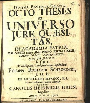 Octo Theses Ex Universo Jure Quæsitas