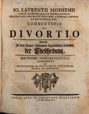 Commentatio de divortio