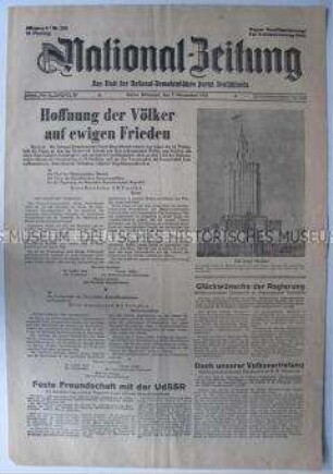 Tageszeitung der NDPD "National-Zeitung" zum Jahrestag der Oktoberrevolution