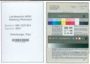 Entnazifizierung Paul Ohlenburger , geb. 12.10.1886 (Direktor)