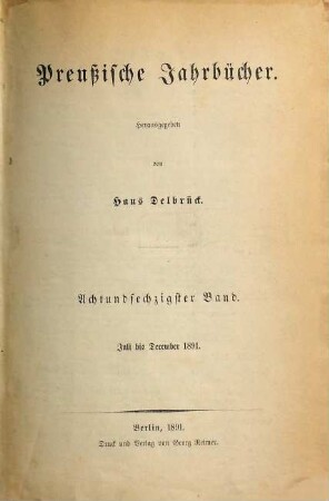 Preußische Jahrbücher. 68. 1891