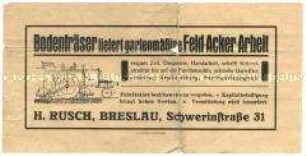 Werbeblatt über Bodenfräser