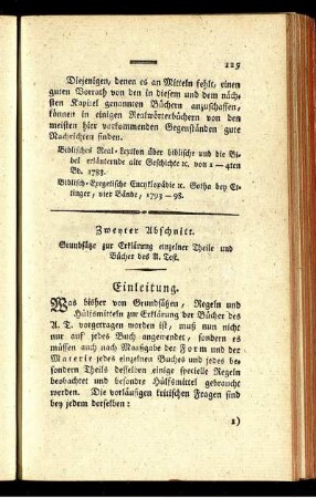 Zweyter Abschnitt. Grundsätze zur Erklärung einzelner Theile und Bücher des A. Test.
