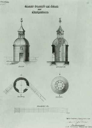 Festung Königstein, Ansicht, Grundriß und Schnitt vom Glockenturm