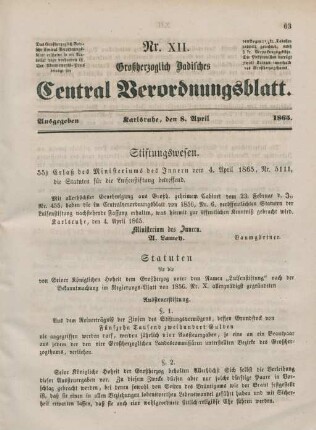 8. April-30.Juni = Nr. XII-XVII