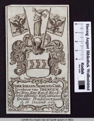 Wappen von Herrn Iohann Sigmund Carl Freijherr von Thüngen
